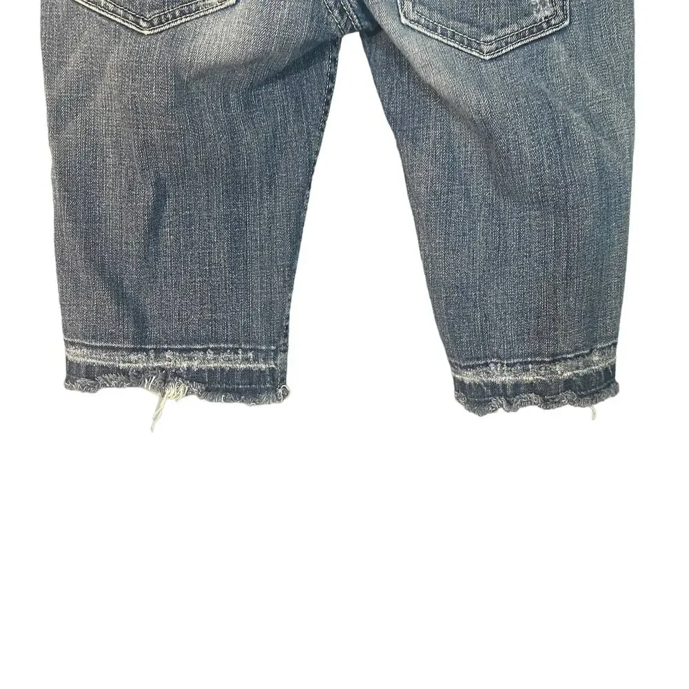 Miss Me Blue Seville Fringe Bermuda Stripe Detail Denim Jean Shorts Women Sz 27